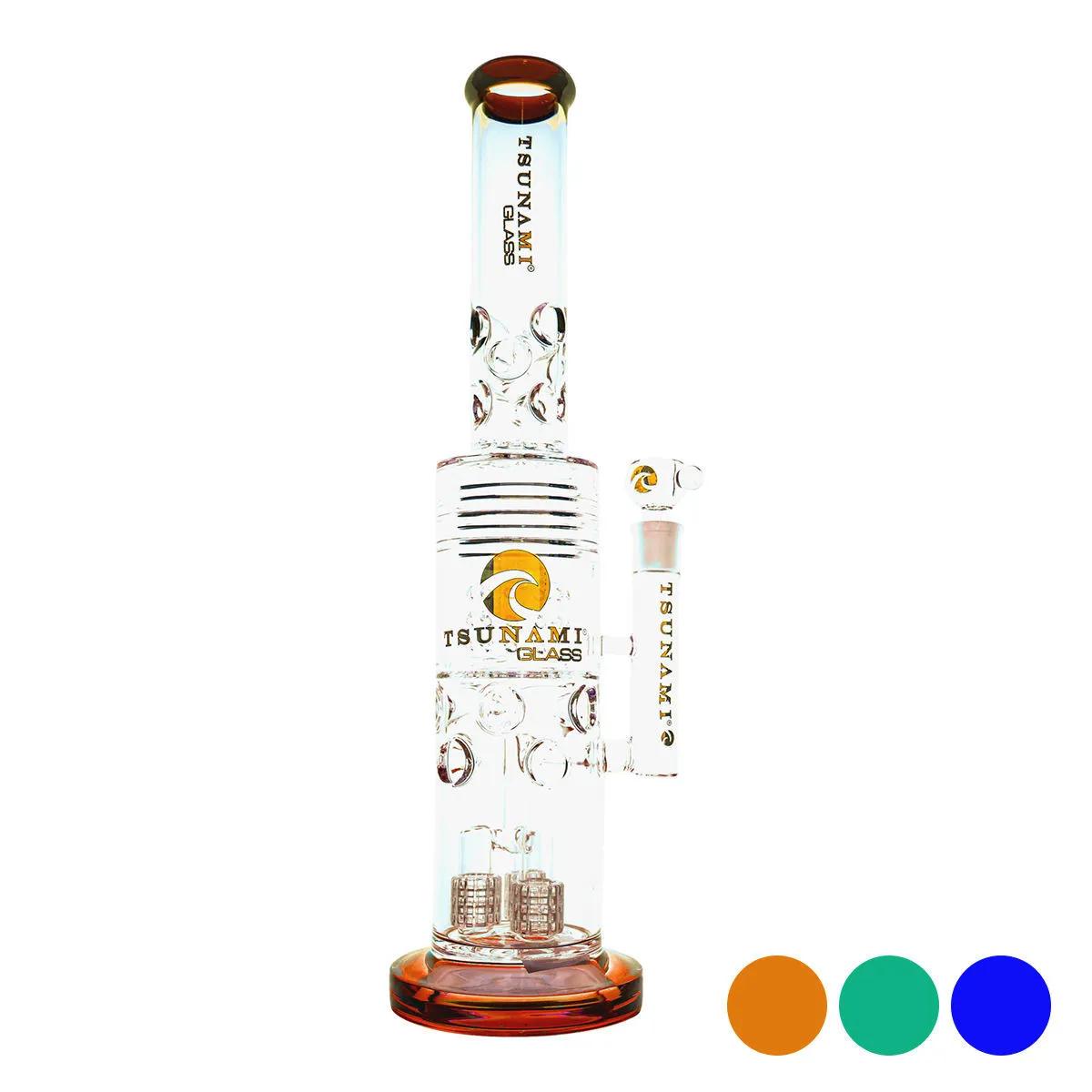 Bong Tsunami Glass Barrel Showerhead Drum Honeycomb 20''